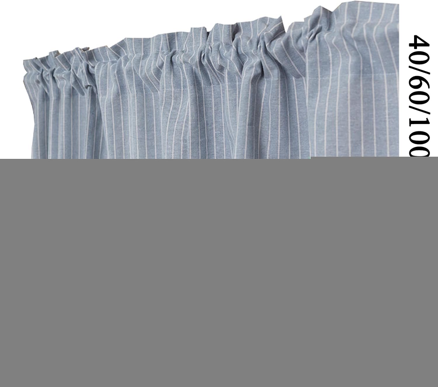 LUNEZY Kitchen Curtain,Striped Cotton and Linen Translucent Small Cafe Curtains for Window Treatment,Lace Embroidery Bistro Curtain Country Style,Short Tier Curtains Valance for Bathroom