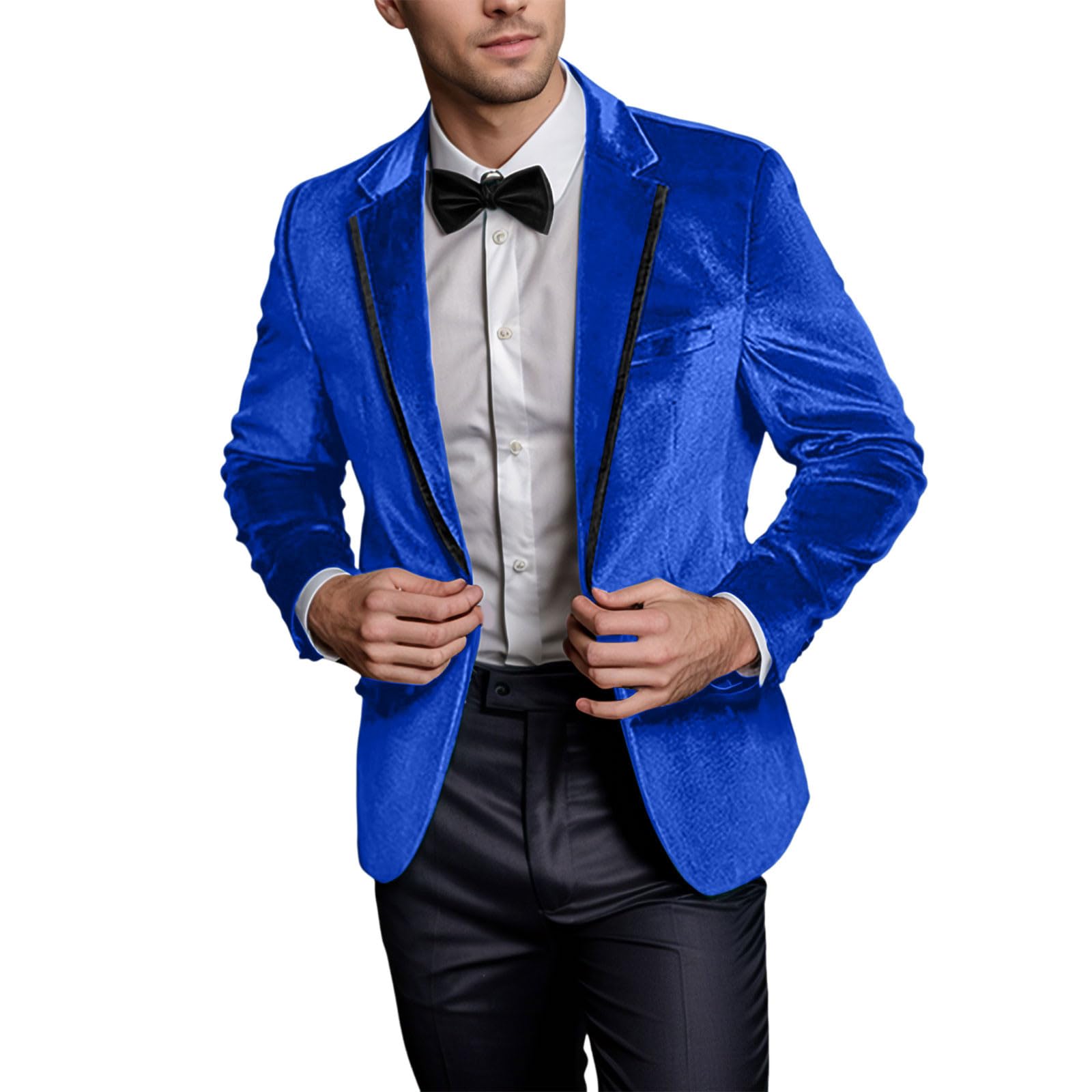 Blazer in velluto da uomo, vestibilità stretta, blazer con un bottone, smoking per balli di fine anno, matrimoni, feste, cene, cappotti eleganti in tinta unita