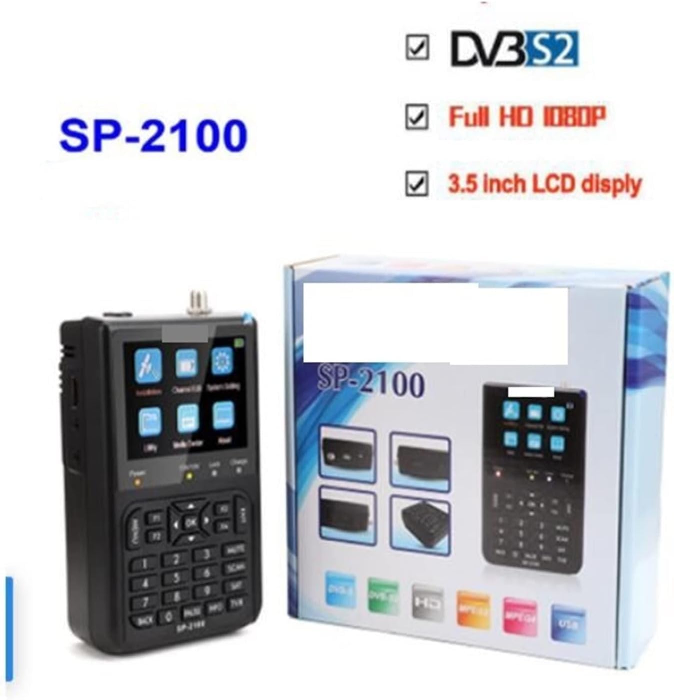 Satlink SP-2100 Mesureur de Champ Satellite DVB-S2 HD MPEG2 MPEG4 USB Pointeur Astra 19,2° EUTELSAT 5W