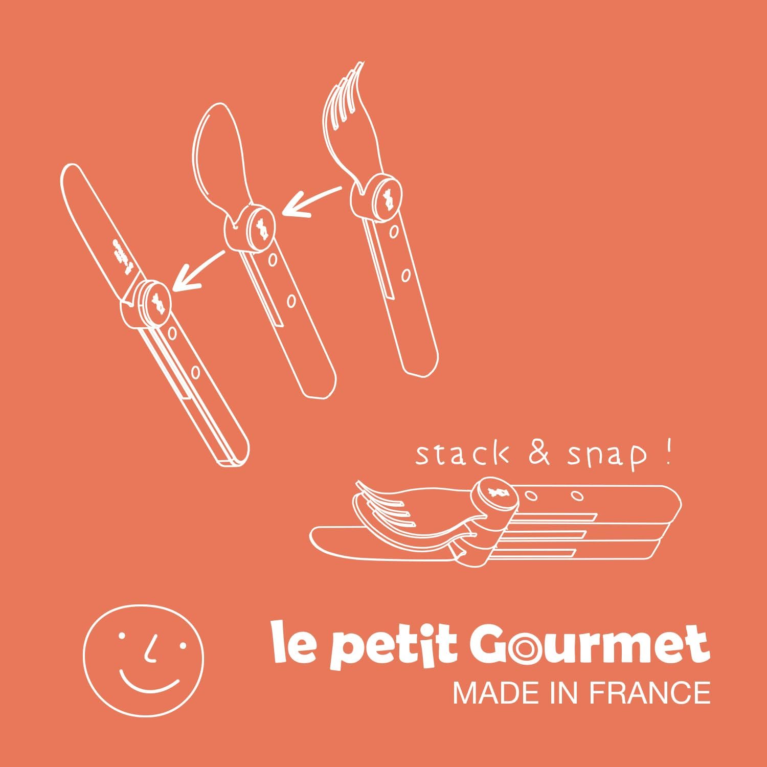 Opinel Le Petit Gourmet – 3 Piece Children’s Cutlery Set, Rounded Dull Knife, Spoon, Fork, Supports Independence at Every Meal, Montessori Tools Made in France (Rain Blue)