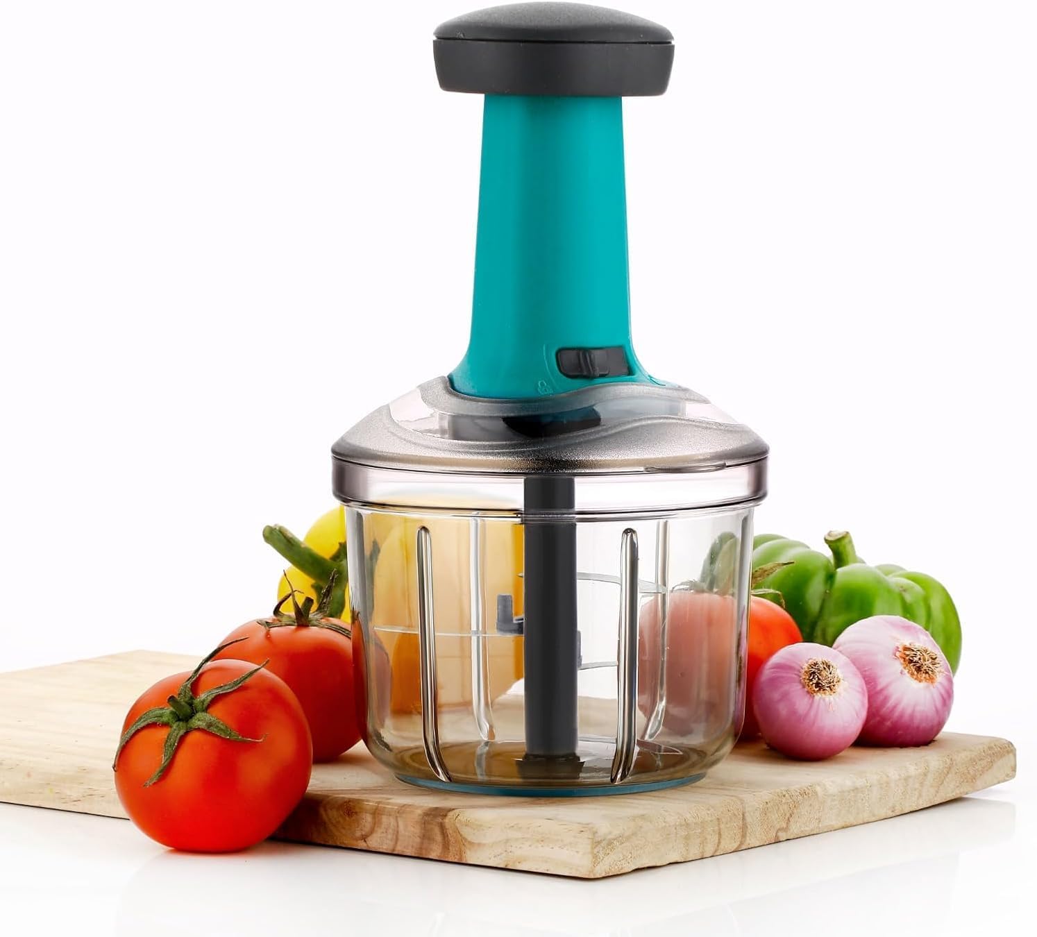 COOFANDY 1200 ml Express Hand Held push Chopper, Household Push-type Vegetable Chopper, Professional Kitchen Gadget, Chopper With Sharp 6 Stainless Steel Blades to Cut Onion, Salad, Tomato, Potato