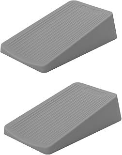 Premium Rubber Door Stop - Large Door Stopper Wedge,Anti-Slip Design, Automatically Fixed,Works On All Floor Types and Carpet Heavy Duty Door (2 Pack, Gray)