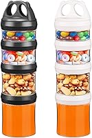 Vista 13 de SELEWARE Contenedores apilables portátiles de almacenamiento de alimentos para aperitivos, fórmula en polvo y bebidas, sistema de bloqueo giratorio