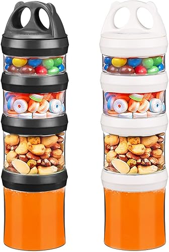 Miniatura 13 de SELEWARE Contenedores apilables portátiles de almacenamiento de alimentos para aperitivos, fórmula en polvo y bebidas, sistema de bloqueo giratorio