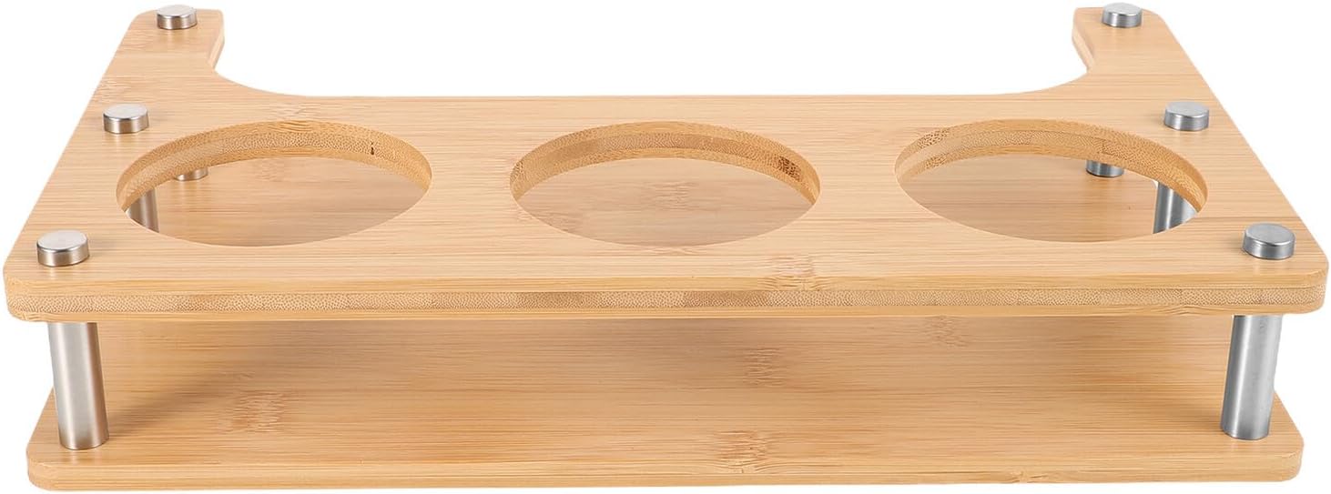 Yardwe Spice Rack Organizer with 3 Holes 8x8x8cm Wooden Seasoning Storage Rack for Oil Bottle, Salt Container, and Vinegar Bottle Space Saving Kitchen Countertop Storage