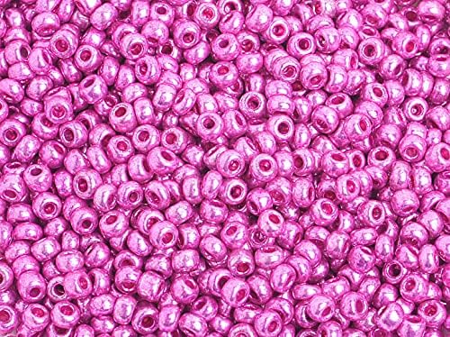 Czech Glass Seed Beads 8/0 (2.9mm Diameter) Metallic Pink - 500g Bulk Bag by Preciosa (Jablonex)