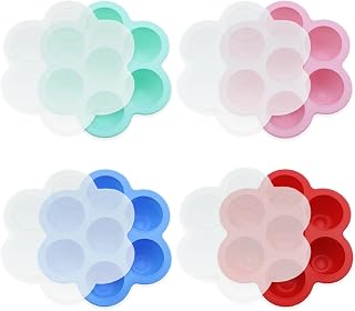 4-Set Babybrei Einfrierform Behälter mit Deckeln, Silikon Eiswürfelbehälter | BPA-frei, Leicht zu Reinigen, Beikost Einfrieren Behälter für Babynahrung, Eiswürfeln, Fruchtpüree, Muttermilch und Gemüse
