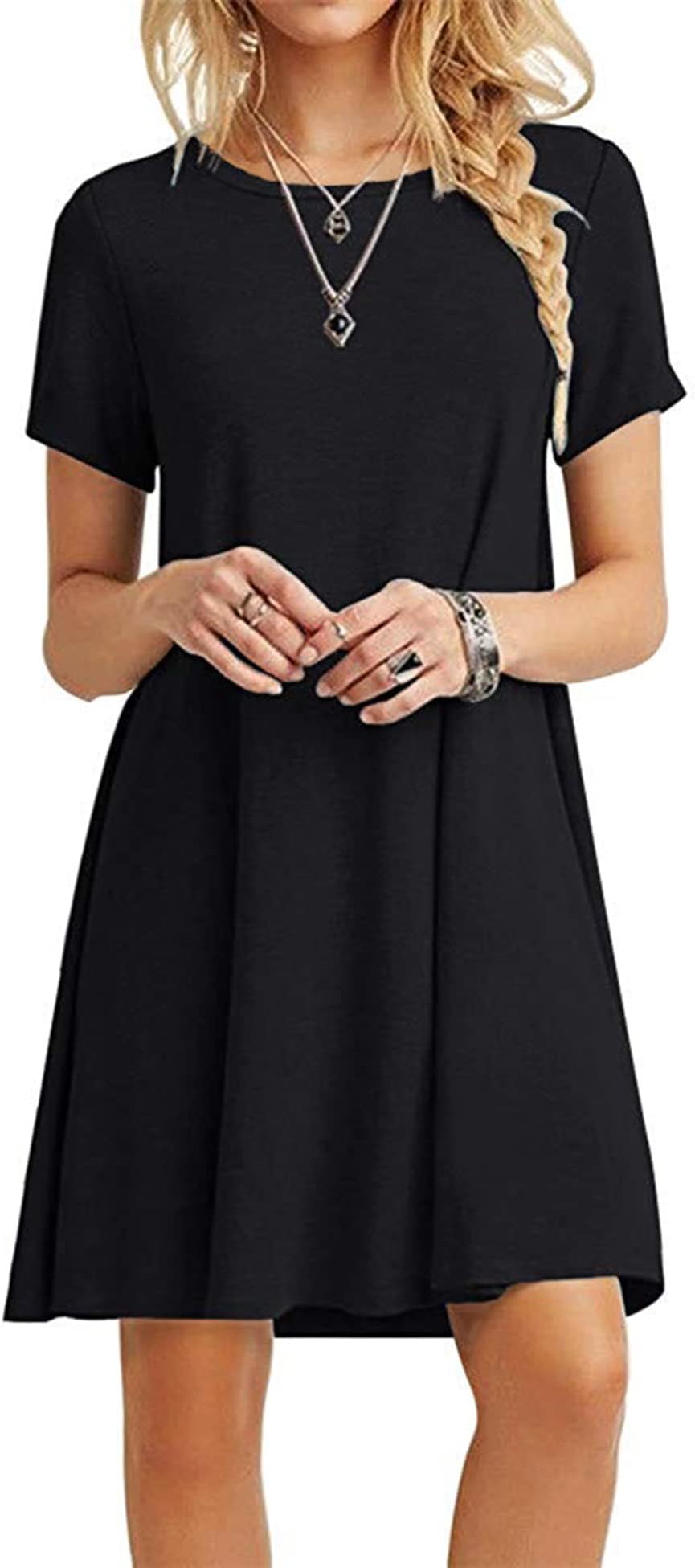 – Summer Dresses for Women UK Casual T-Shirt Dress Short Sleeve Ladies Beach Dress