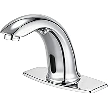 Touchless Bathroom Sink Faucet Hands Free Automatic Motion Sensor Commercial Solid Brass Faucet with Deck Plate,1 Hole or 3 Hole,Chrome