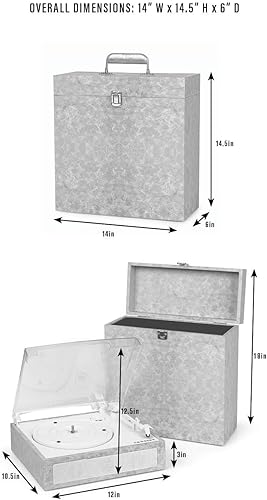 Miniatura 5 de Crosley CR6041A-BF Fusion - Juego de tocadiscos Bluetooth de 3 velocidades y estuche de transporte para registros, azul floral