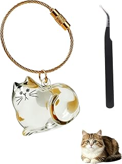 3D Clear Pet Hair Keepsake Keychain, Transparent Cat Fur Collector Storage Charm, Memorial Jewelry Gift for Pet Lovers (03)