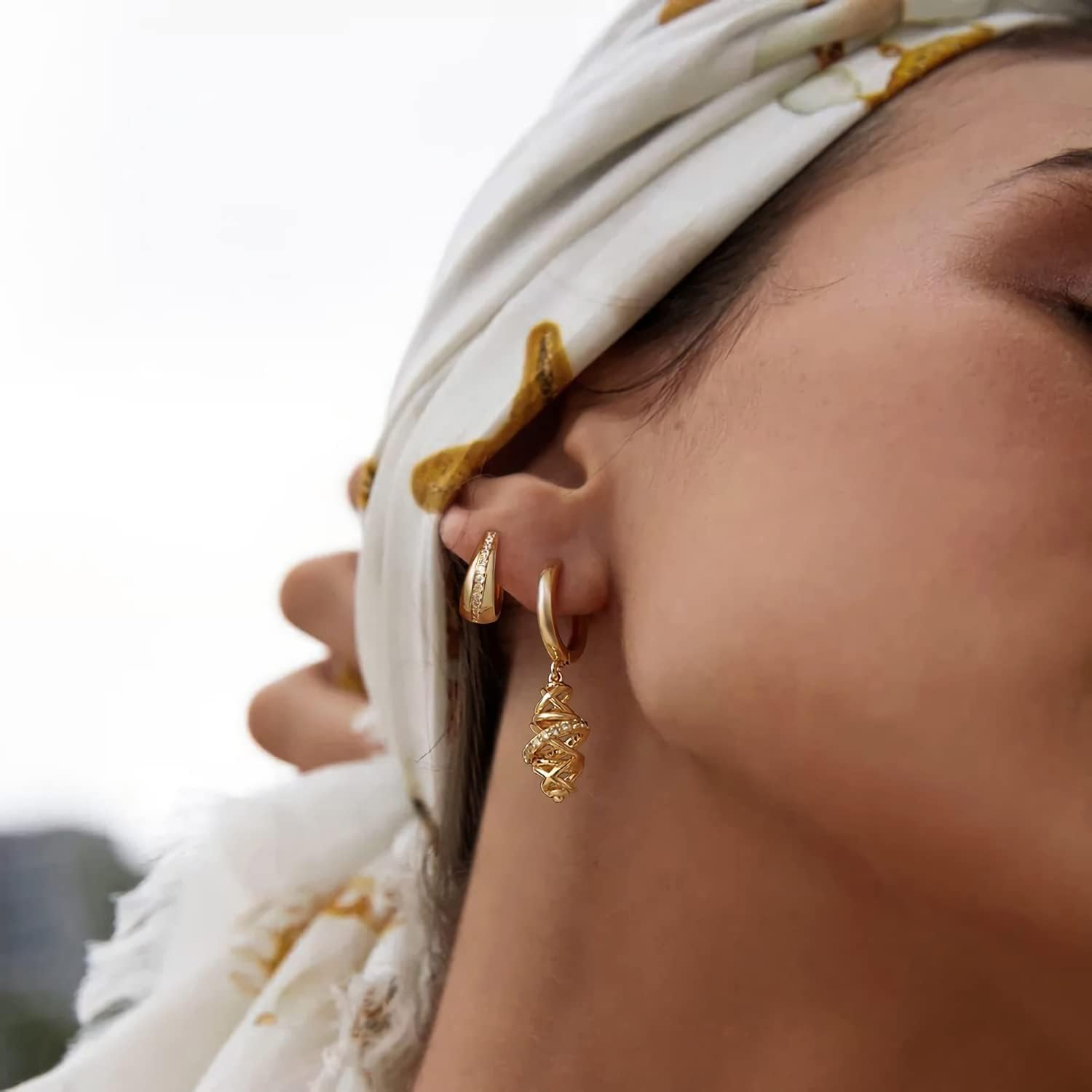 MYEARS Women Gold Earrings Huggie Hoop Cubic Zirconia 14K Gold Plated Small Simple Hypoallergenic Everyday Jewelry - Image 3