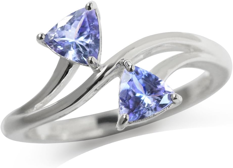 Silvershake Genuine Tanzanite 925 Sterling Silver Modern Style Ring
