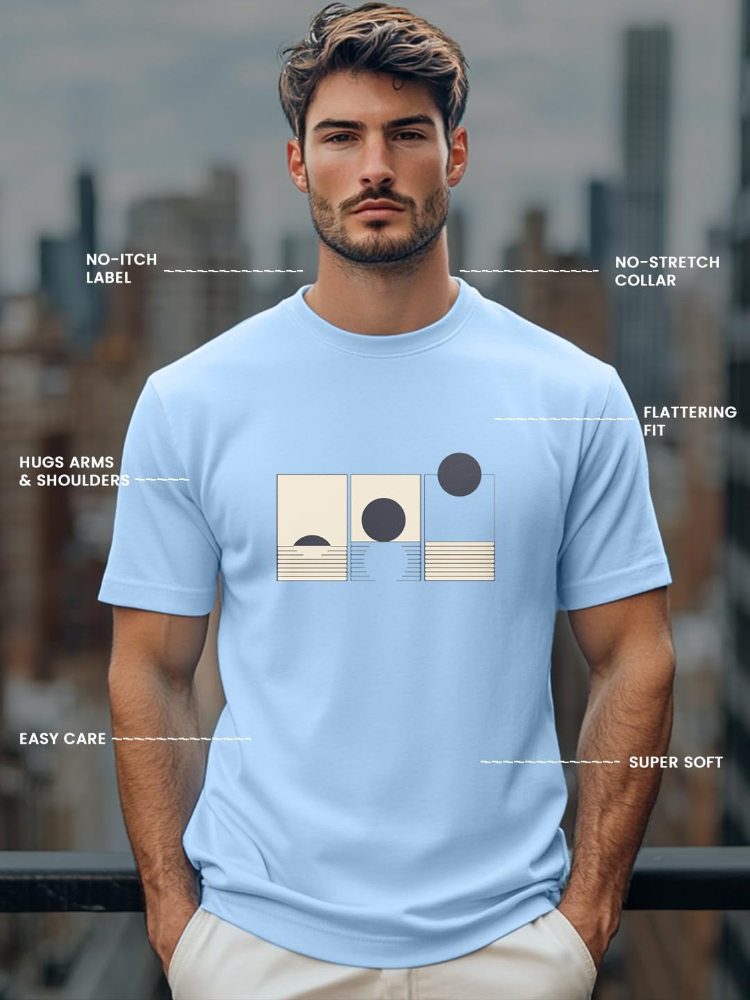 NOBERO Męski T-shirt z bawełny z nadrukiem graficznym, normalny krój