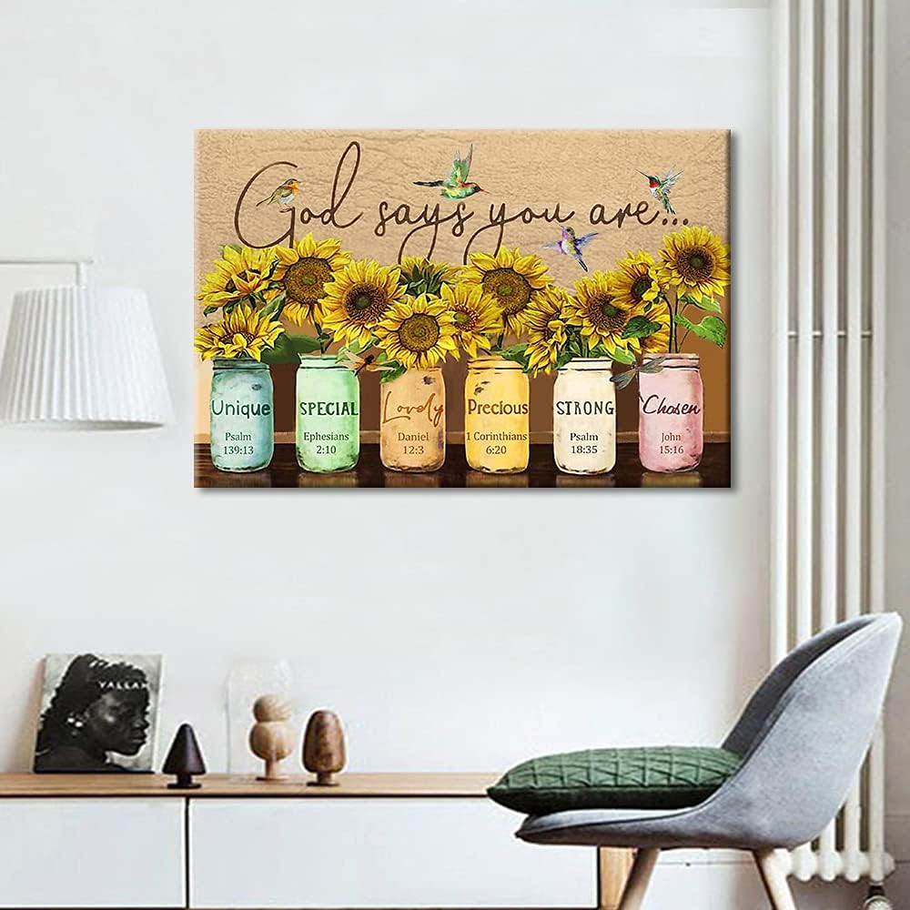 TISHIRON Canvas Wall Art Sunflower Painting Picture Prints Modern Artwork Wall Decor for Living Room Bedroom Stretched Framed Ready to Hang 36"x 24" - Image 5