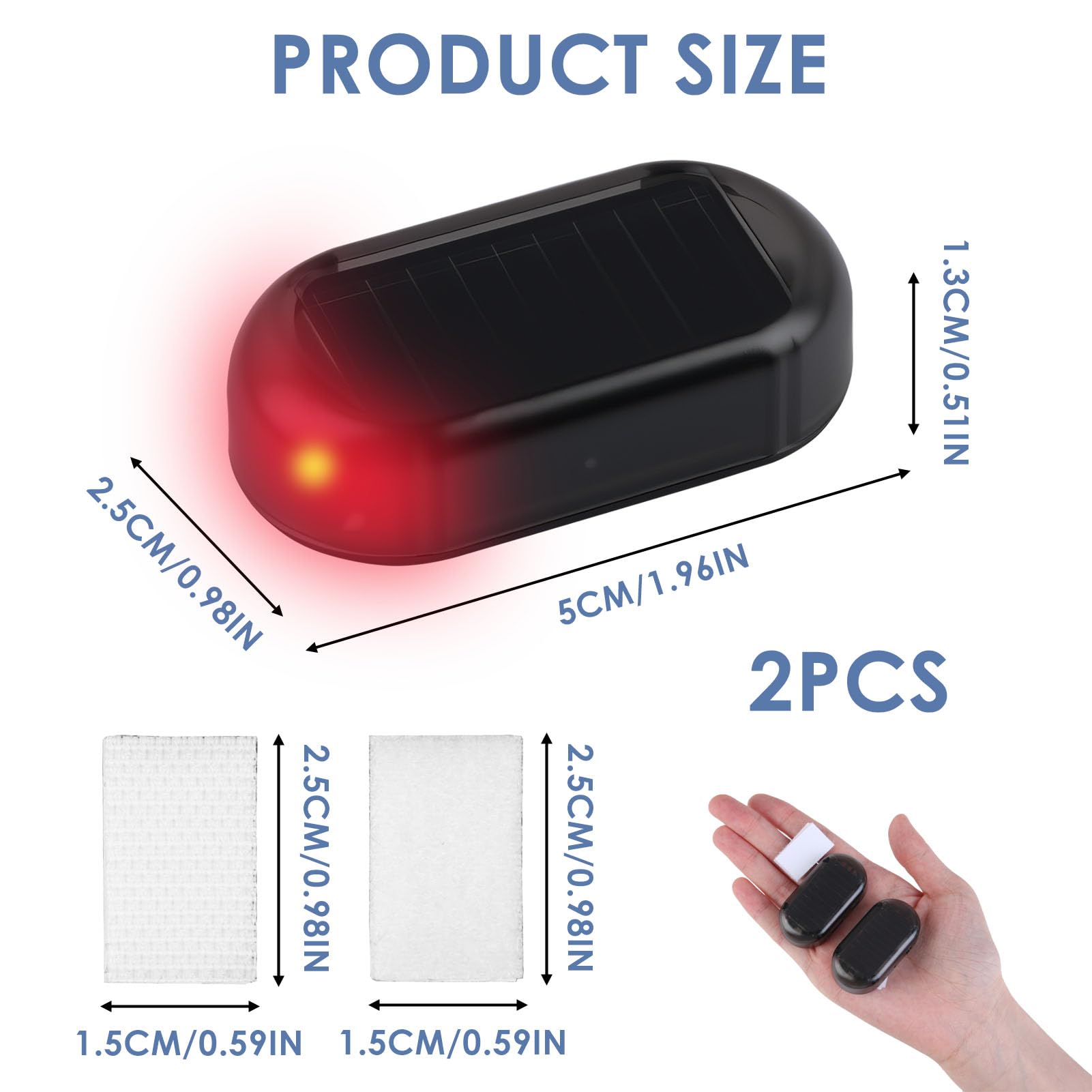 Set di 2 Allarme Solare per Auto, LED Antivandalismo Lampeggiamento Notturno, Sistema Antifurto Flash per Auto Moto Barca