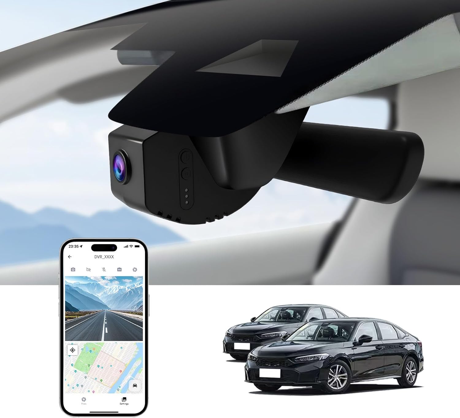 Single Channel 4K Dash cam for Honda Civic 2022-2026 (Black) Type R Sport LX EX Touring,Easy Installation,OEM-Style,Collision Detection,Loop Recording,WiFi & App,64G Card