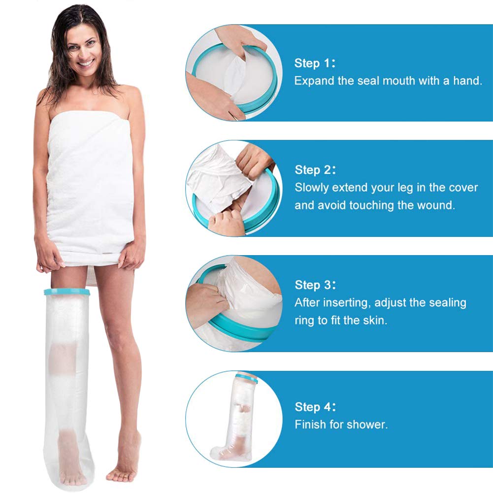 Waterproof Leg Cast Cover for Shower, Adult Full Leg Cast Protector and Shower Bandage for Broken Surgery Leg, Wound and Burns to Keep The Leg Foot Ankle Dry - Adult Full Leg Size (41 Inches)