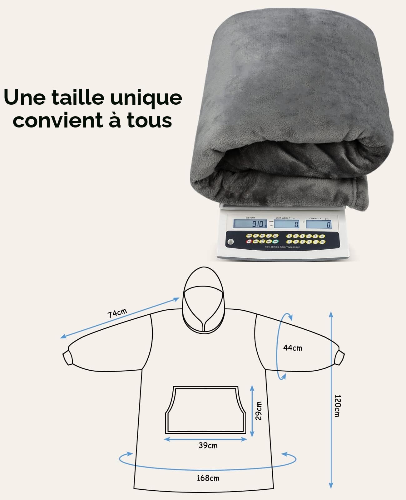 Sendowtek Sweat-Shirt à Capuche Grand Sweat à Capuche Femme Homme Couverture à Capuche Portable Super Douce et Chaude Pull à Capuche Confortable pour Adultes Ados Intérieur Extérieur Longue