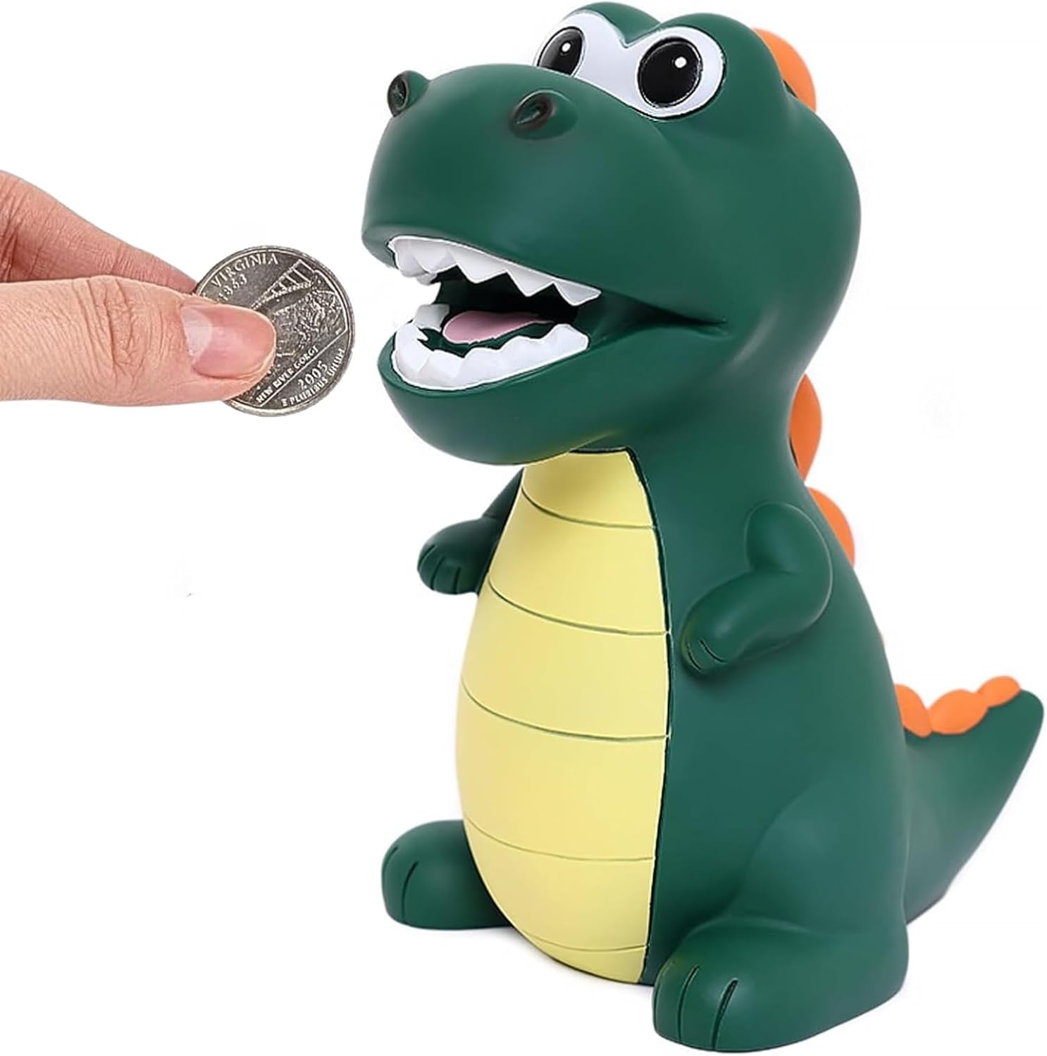 Dinosaur Piggy Bank for Kids, Unbreakable Plastic Money Bank, Cute Kids Piggy Bank for Boys, Best Christmas Birthday Gifts for Boys Girls (Green)