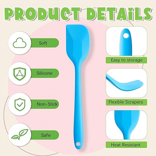 Miniatura 3 de Hsei 54 espátulas de silicona de 8.1 pulgadas, espátula de goma resistente al calor, antiadherente, flexible, herramienta de mezcla para hornear con