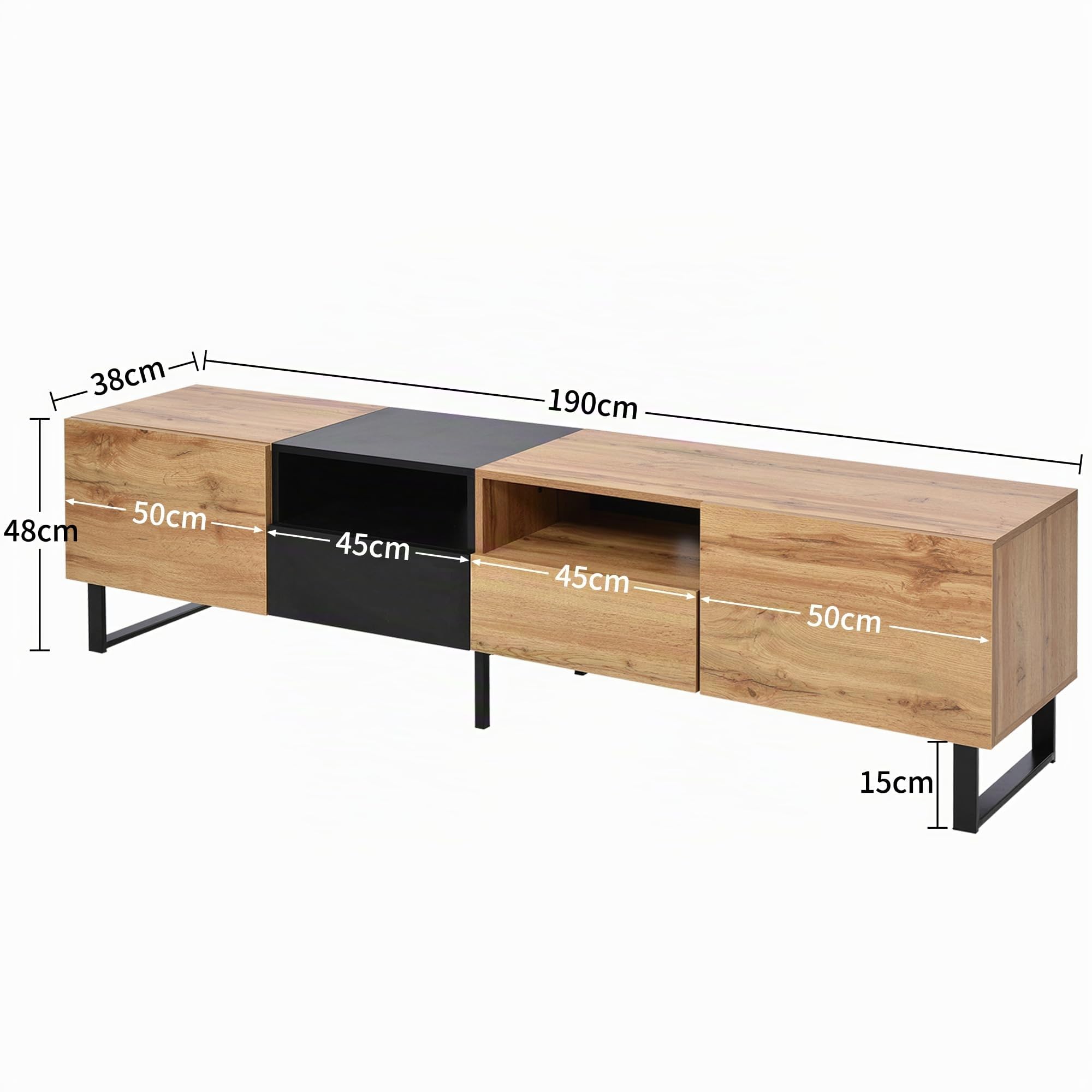 Azkoeesy Mobile TV 190 x 38 x 48 cm, 2 Cassetti 2 Ante