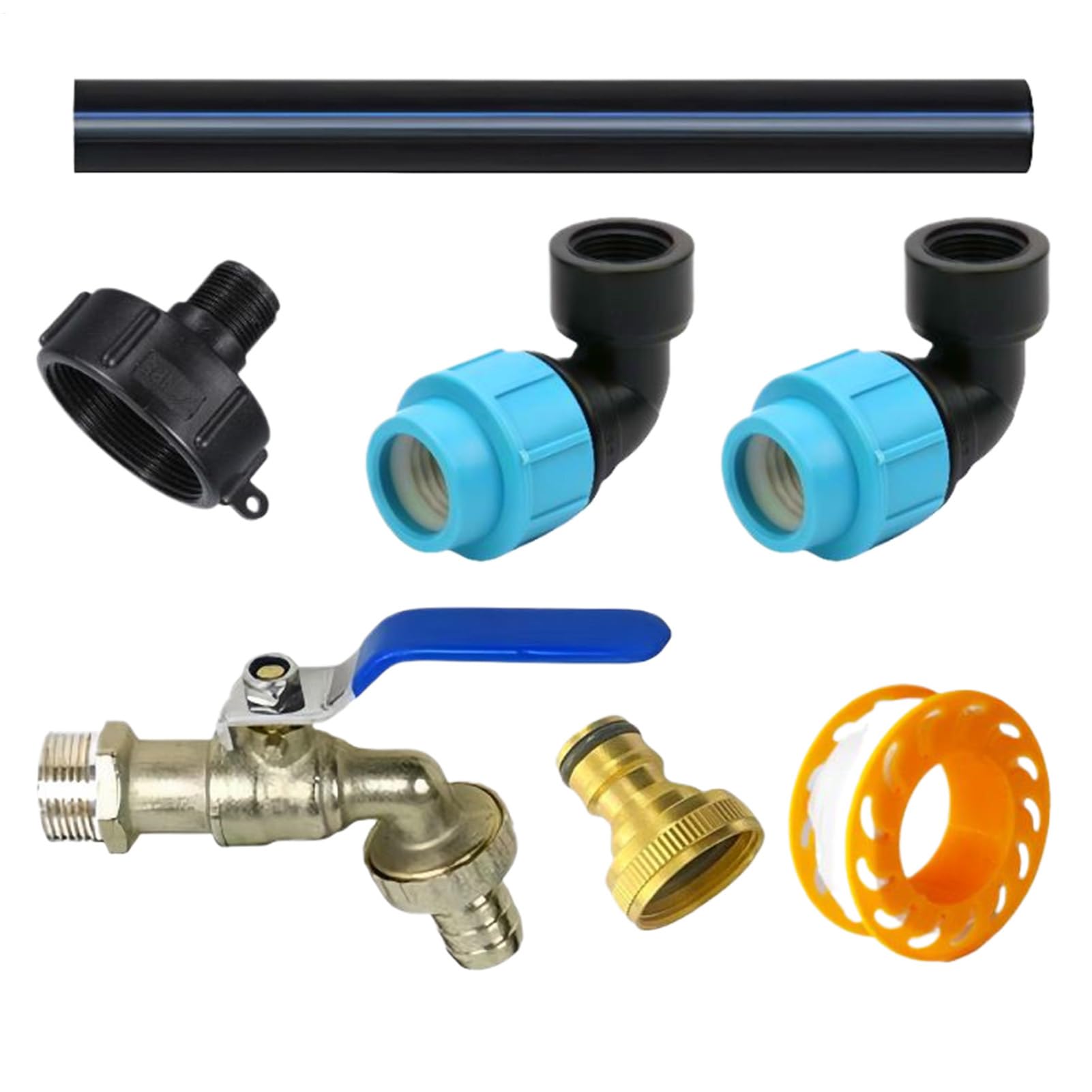 Adaptador de manguera para riego agrícola y drenaje eficiente de tanques de agua