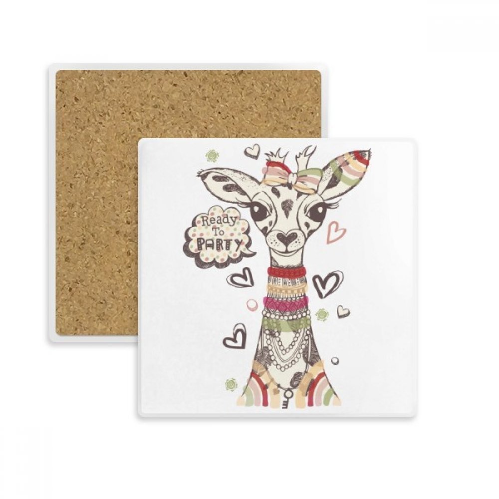 Caboteur carré en pierre girafe multicolore DIYthinker pour verre et tasse