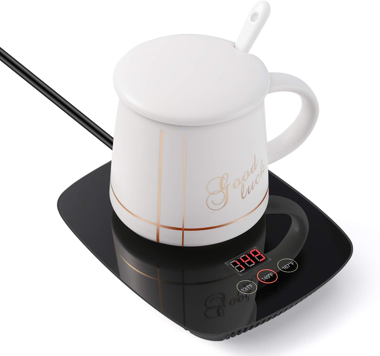Coffee Mug Warmer - Coffee Warmer with auto Shut Off 25 Watt Electric Cup Warmer Adjustable Three Temperature use for Office/Desk (from 131โ 149โ to 167โ) (Include Mug)