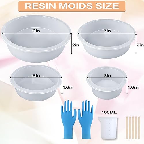 Miniatura 2 de Moldes de silicona redondos profundos, juego de moldes de silicona circulares de 3, 5, 7, 9 pulgadas para resina, para preservación de flores,