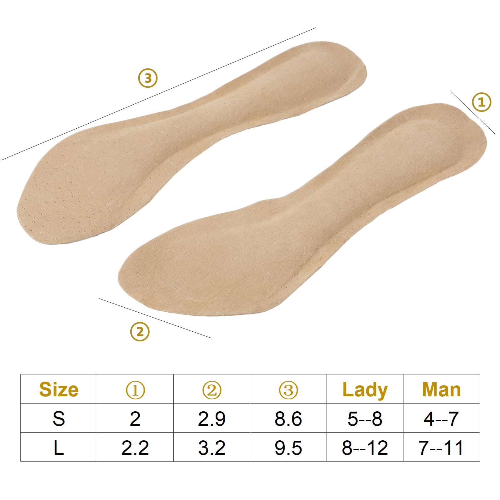 2 pares de plantillas de cuero para mujer, plantillas acolchadas invisibles para sandalias, planas, botas, autoadhesivas, absorben el sudor, almohadillas para zapatos de vestir para dolor, ampollas,
