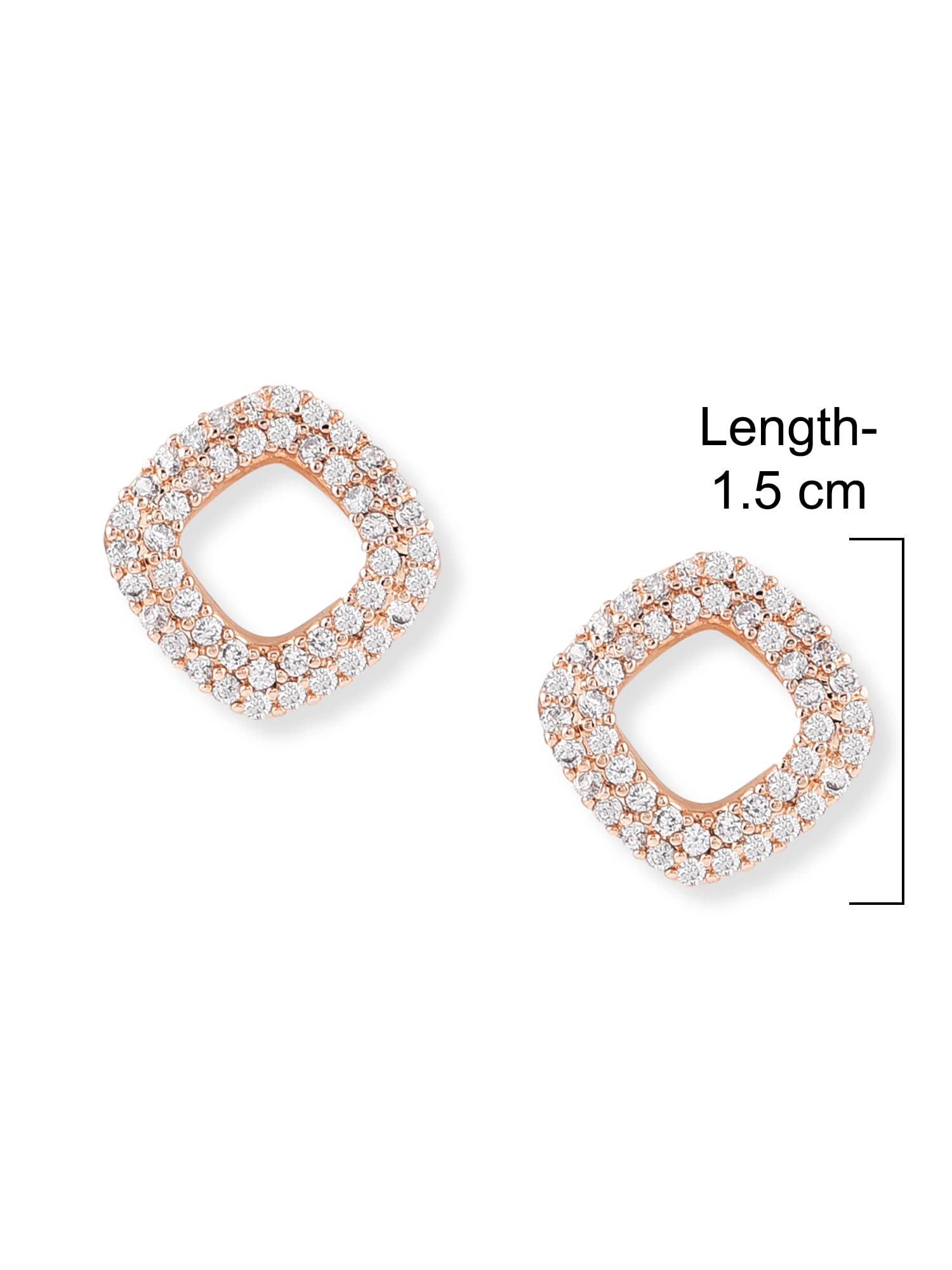 Hollow Square Cubic Zirconia Studs Earrings for Women
