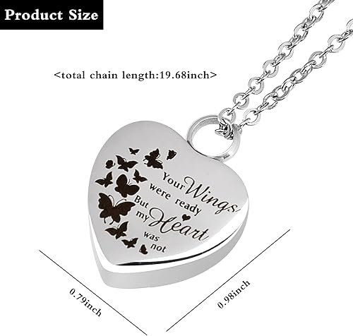 Miniatura 2 de Collar de botella de perfume de acero inoxidable con diseño de mariposa de corazón accesorios de joyería de cremación para cenizas para mujeres