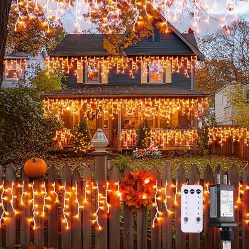 JMEXSUSS Orange Thanksgiving Lights Outdoor, 38.8 FT 400 LED Orange