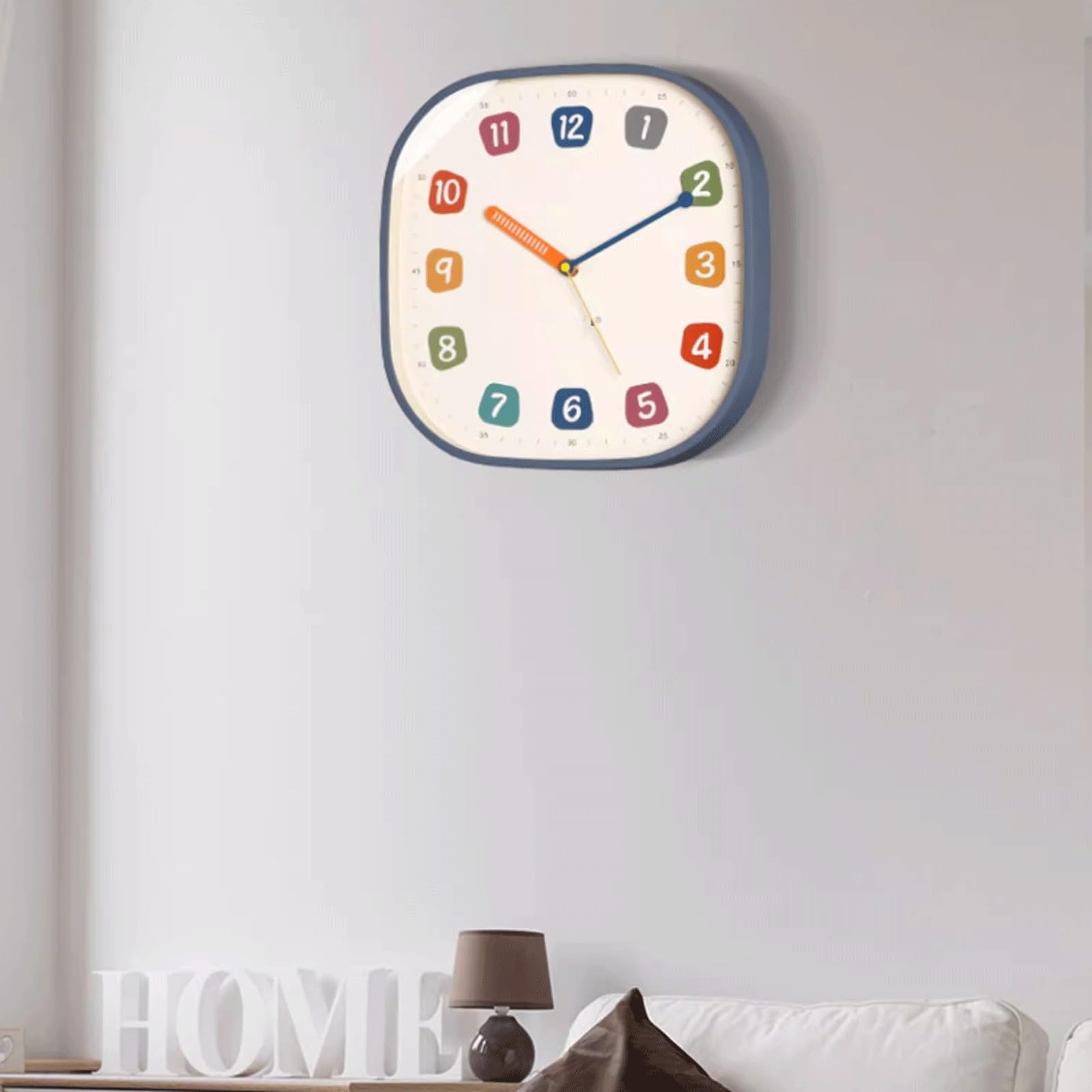 Tiempo Reloj de Pared Cuarzo Simple y silencioso Cuadrado for el hogar(Grey)