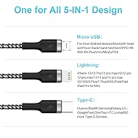 Vista 2 de MTAKYA Cable de carga rápida múltiple PD USB C de 100 W, 6 pies, 5 en 2 USBC a USB CMicro USBMFi certificado iPhone cable de carga