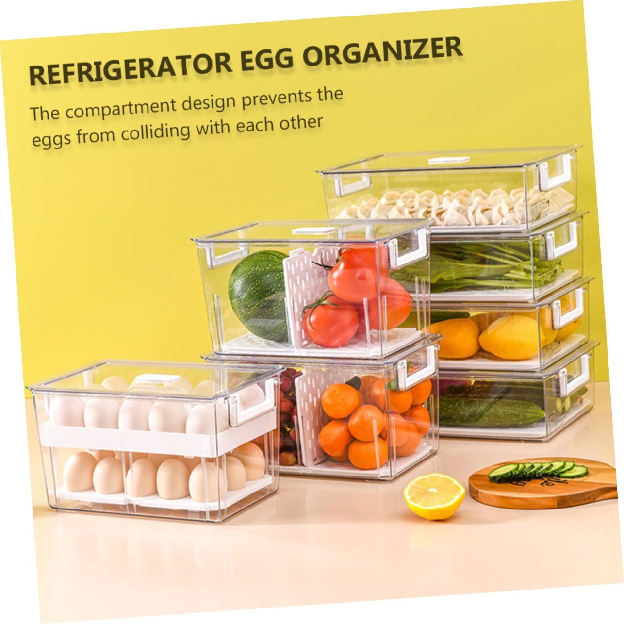 Angoily 1pc Refrigerator Egg Organizer Stackable Egg Storage Container Detachable Dividers Space-saving Design for Fridge and Freezer Prevents Collision