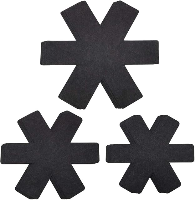 Pots and Pans Protectors, Set of 12 and 3 Different Size, Black Pot Dividers Pads/Stacking Pan Protectors/Felt Pan Separators Pads for Protecting and Separating Pots and Pans