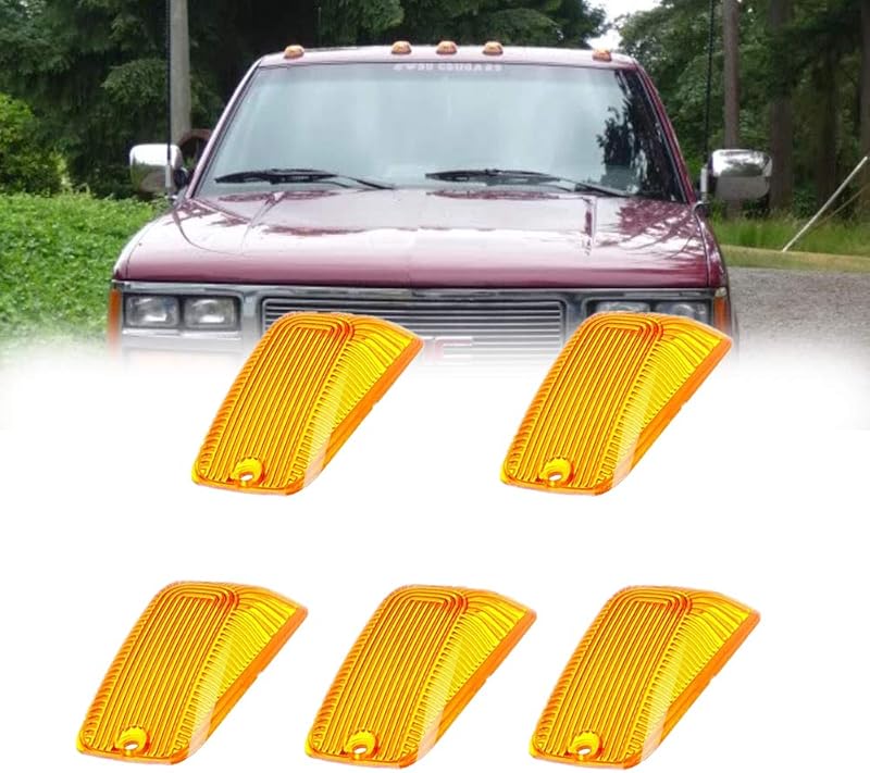 Capa âmbar para luz de marcação do teto da cabine Banpo para Chevrolet/GMC C/K 1988–2002 – 5 unidades