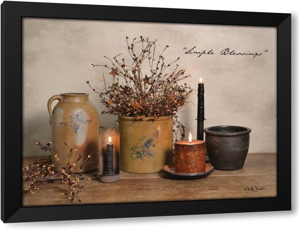 Jacobs, Billy 36x28 Large Black Modern Framed Art Print Titled Simple Blessings