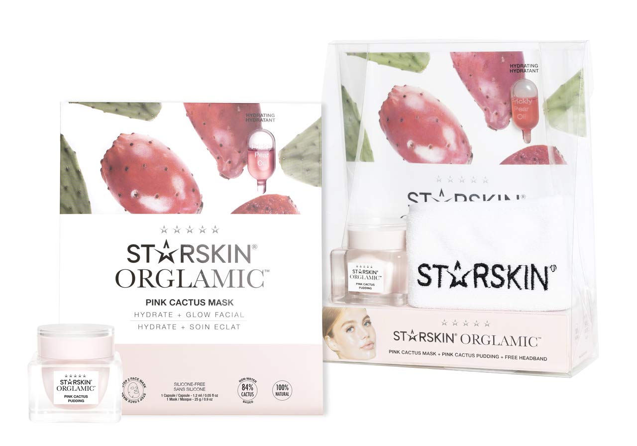 STARSKIN Orglamic 3 Piece Giftset, Includes Pink Cactus Mask & Pudding Headband