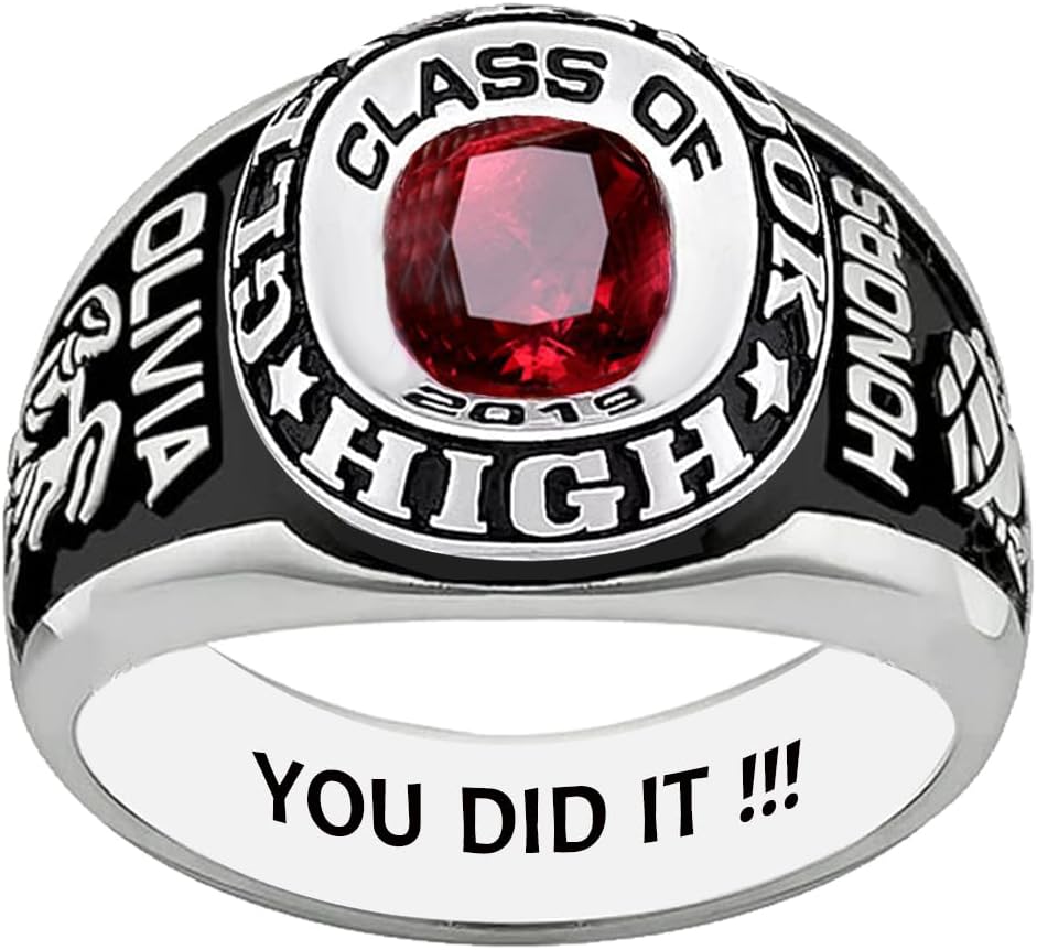 Class Rings for Men High School 2025,2026, 925 Sterling Silver College Graduation Ring, Senior University Men's Class Ring Customizable, Personalized Champion Rings Graduation Jewelry Gift