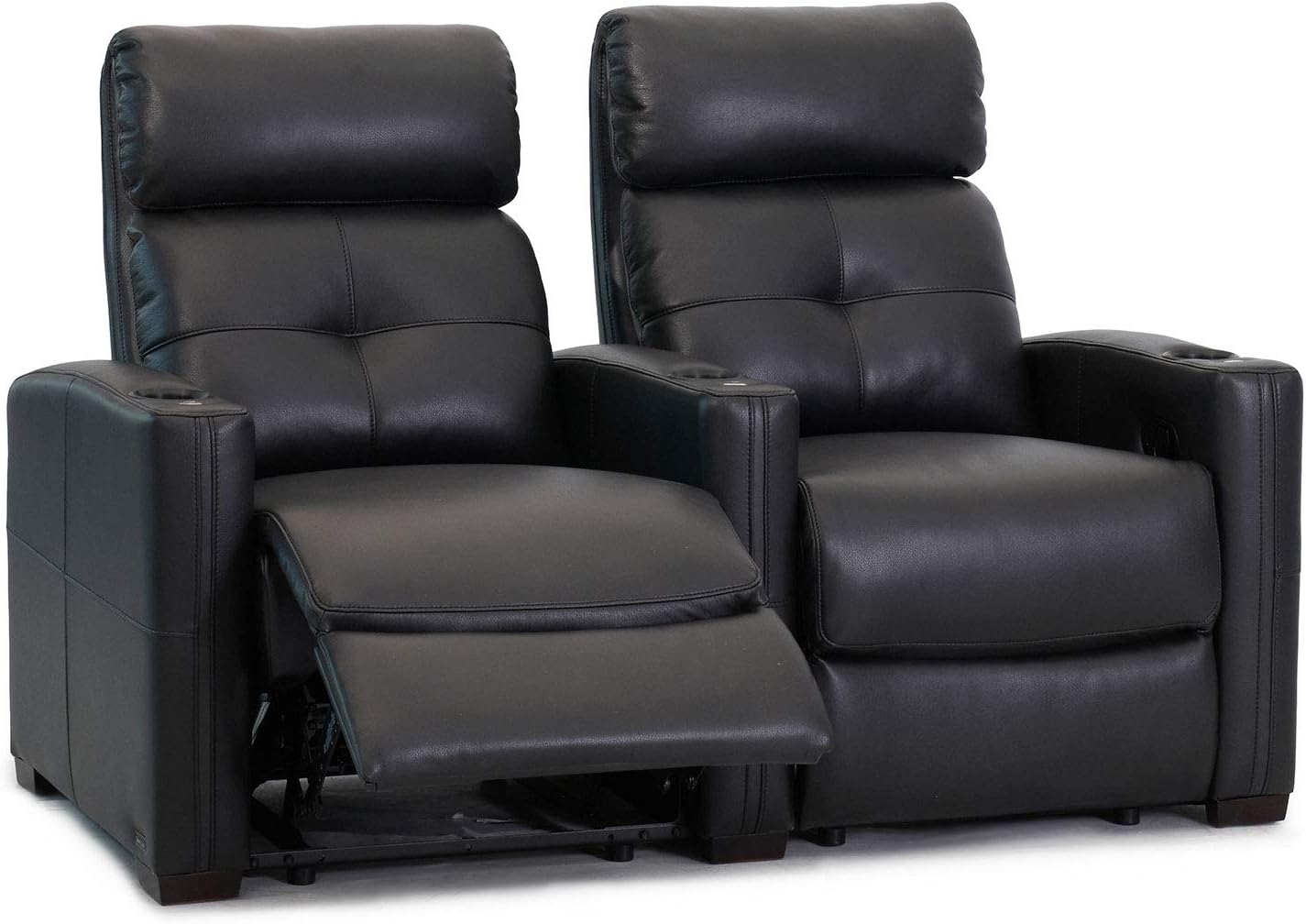 Cloud XS850 Home Theatre Chairs - Black Top Grain Leather - Manual Recline - Straight Row of 2 Seats - Space Saving Design