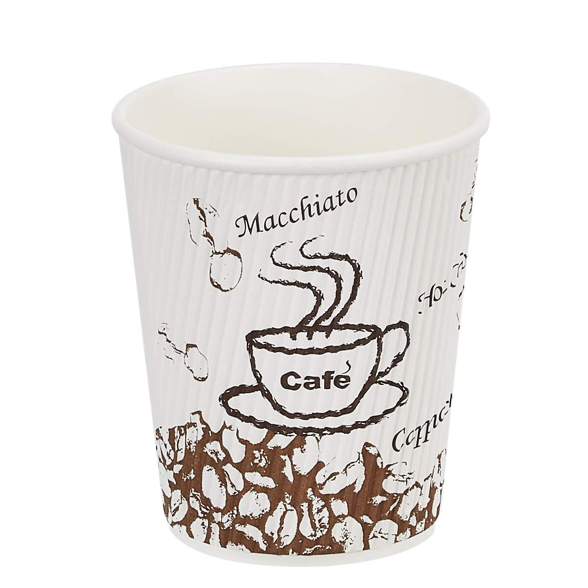 Amazon Basics Insulated Ripple Wall Hot Cup, Café Design, 8 oz, 120-Count