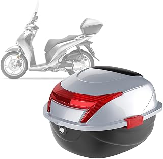 WWFAN Motorcycle Boot Top Box Helmet Luggage Storage Box Storage Luggage Box with Lock for Motorbikes, Scooters and Quads (Color : Silver Gray)