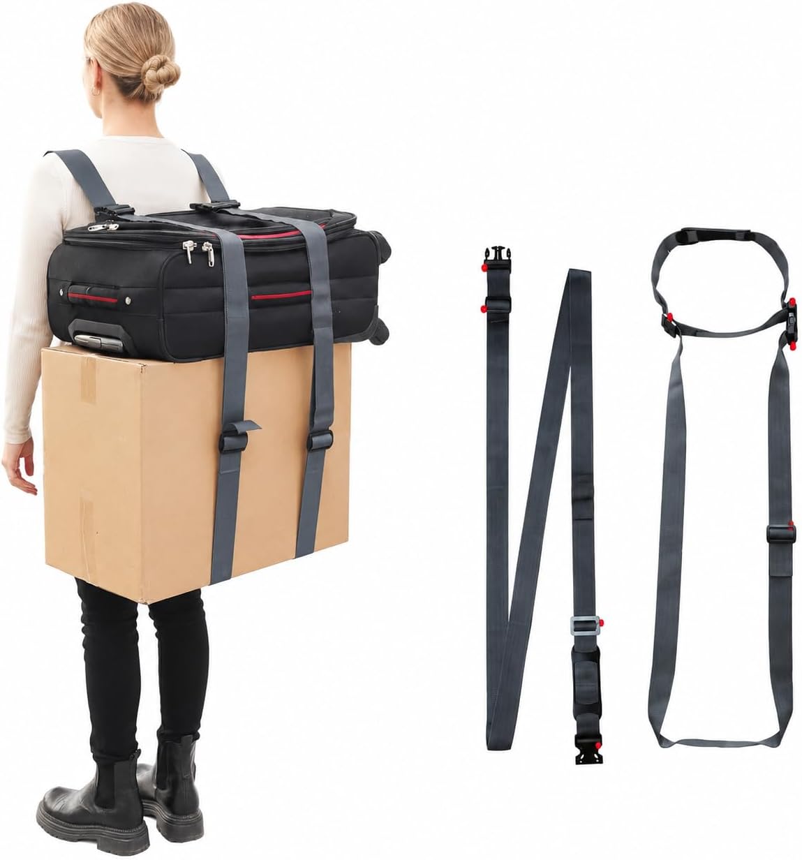 1-2 Person Lifting and Moving Straps Lift,Move and Carry Boxes, Appliances, Furniture - Ideal for Home, Factory, Outdoor Use,or Any Item up to 600 lbs. Safely and Easily Like a Pro, Gray