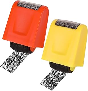ruggito Identity Theft Prevention Stamp Identity Guard Roller Stamp Wide Rolling Security Stamp,Pack of 2