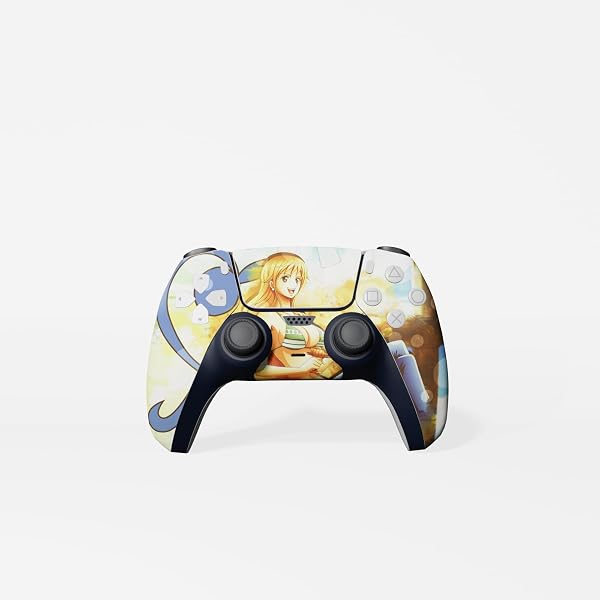 MaD Vision® Set de Skin Extra-Durables en Vinyle pour PS5 Disc Slim + 5 Paires de Aiming Rings|Kit Autocollant et Résistant aux Rayures pour PlayStation 5 + 2 Controllers – pour One-piece Manga Design - 5