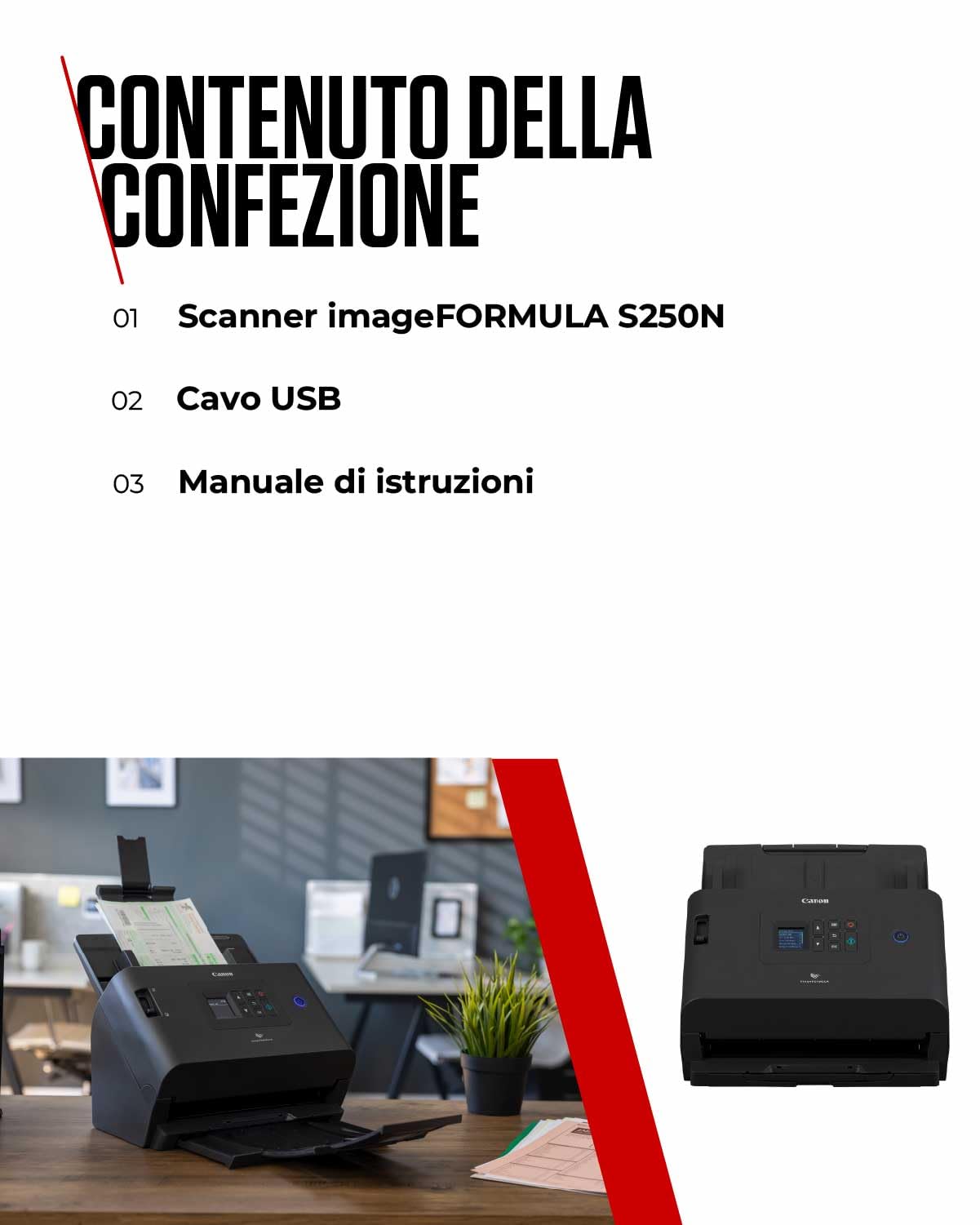 Canon imageFORMULA DR-S250N Scanner Documenti LAN Gigabit USB 3.2 Alimentatore 60 Fogli 50 Pagine/min CaptureOnTouch