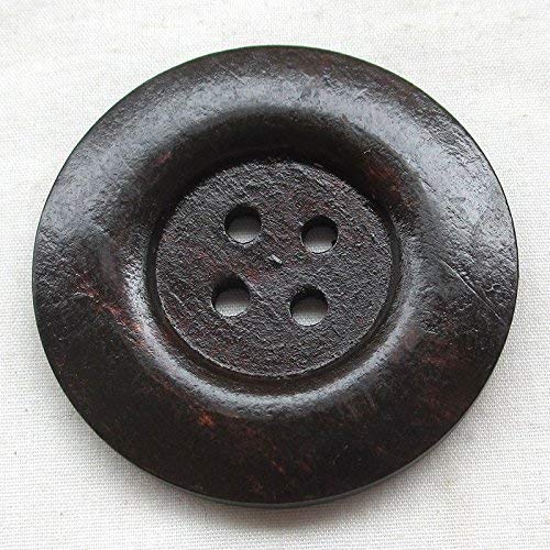Chenkou Craft20pcs Big Size 50mm 2" Brown Round Wood Buttons 4 Holes Craft Sewing Button